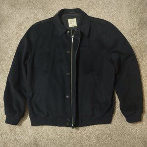 Brooks Brothers, Loro Piana Storm System Wool, Navy Blue, Bomber Jacket, Large